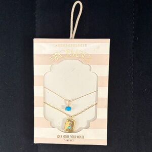 Anthropologie December Birthstone 14K Gold Plated 2Pack Necklaces *MISSING ONE**